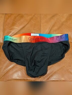 Calvin Klein Black Briefs with Multicolor Rainbow Waistband